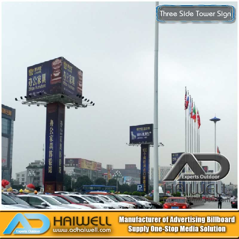 Frontlit Three Sided Tower Signs Advertising Board (W10 X H6m)