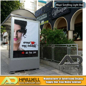 Outdoor Advertising Aluminum Bus Shelter with Mupi Static LED Light Box