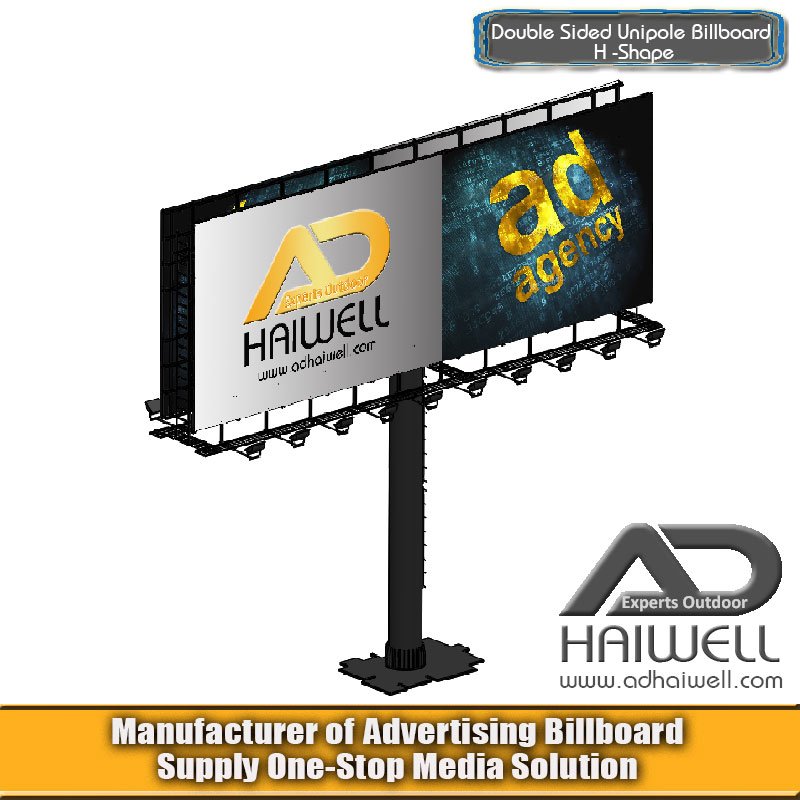 Double Sided Column Metal Outdoor Advertising Billboard Structure