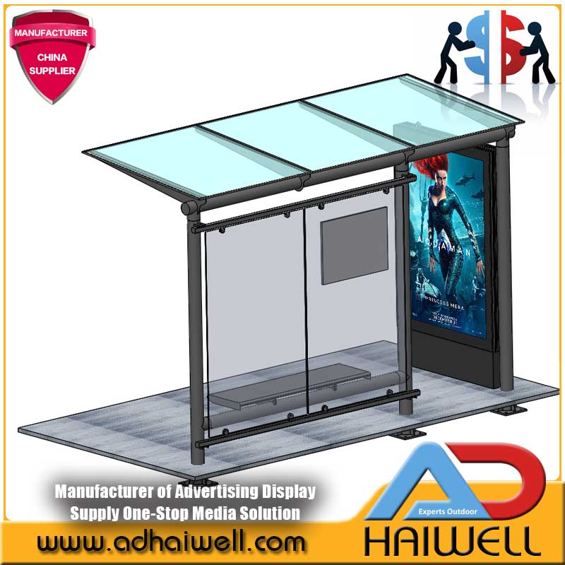 City Outdoor Bus Stop Shelter Advertising Street Display Light Box