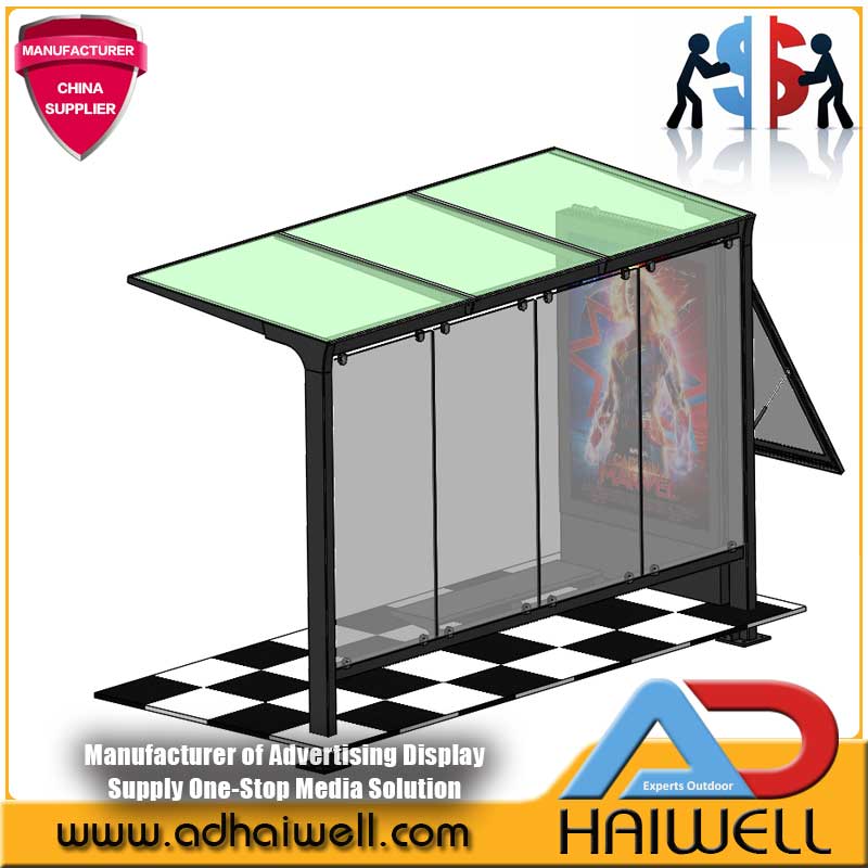 Outdoor Bus Shelters Advertising Street Display Light Box